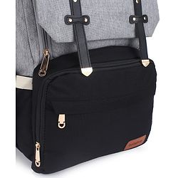 Babyhug Premium Multipurpose Diaper Backpack - Black Grey| USB Charging Port| Insulated Bottle Pockets| Diaper Changing Mat| Padded Shoulder Strap|Side Bottle Pocket|Wipes Dispenser| Water Resistant