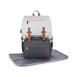 Babyhug Premium Multipurpose Diaper Backpack - Black Grey| USB Charging Port| Insulated Bottle Pockets| Diaper Changing Mat| Padded Shoulder Strap|Side Bottle Pocket|Wipes Dispenser| Water Resistant
