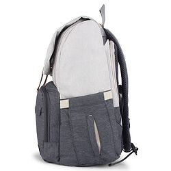 Babyhug Premium Multipurpose Diaper Backpack - Black Grey| USB Charging Port| Insulated Bottle Pockets| Diaper Changing Mat| Padded Shoulder Strap|Side Bottle Pocket|Wipes Dispenser| Water Resistant