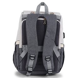 Babyhug Premium Multipurpose Diaper Backpack - Black Grey| USB Charging Port| Insulated Bottle Pockets| Diaper Changing Mat| Padded Shoulder Strap|Side Bottle Pocket|Wipes Dispenser| Water Resistant