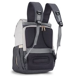 Babyhug Premium Multipurpose Diaper Backpack - Black Grey| USB Charging Port| Insulated Bottle Pockets| Diaper Changing Mat| Padded Shoulder Strap|Side Bottle Pocket|Wipes Dispenser| Water Resistant