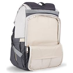 Babyhug Premium Multipurpose Diaper Backpack - Black Grey| USB Charging Port| Insulated Bottle Pockets| Diaper Changing Mat| Padded Shoulder Strap|Side Bottle Pocket|Wipes Dispenser| Water Resistant