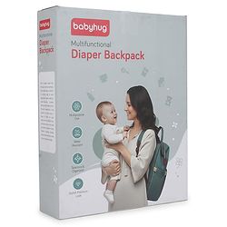 Babyhug Premium Multipurpose Diaper Backpack - Black Grey| USB Charging Port| Insulated Bottle Pockets| Diaper Changing Mat| Padded Shoulder Strap|Side Bottle Pocket|Wipes Dispenser| Water Resistant
