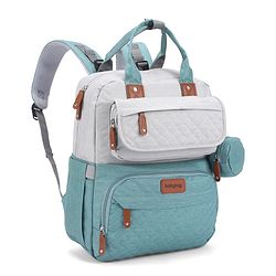 Babyhug Multipurpose Diaper Backpack - Sea Green| Insulated Bottle Pockets| Diaper Changing Mat| Adjustable Shoulder Strap| Side Bottle Pocket| Wipes Dispenser| Water Resistant| Pacifier Case