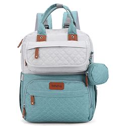 Babyhug Multipurpose Diaper Backpack - Sea Green| Insulated Bottle Pockets| Diaper Changing Mat| Adjustable Shoulder Strap| Side Bottle Pocket| Wipes Dispenser| Water Resistant| Pacifier Case