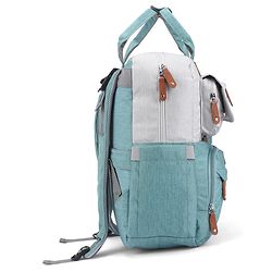 Babyhug Multipurpose Diaper Backpack - Sea Green| Insulated Bottle Pockets| Diaper Changing Mat| Adjustable Shoulder Strap| Side Bottle Pocket| Wipes Dispenser| Water Resistant| Pacifier Case