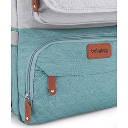 Babyhug Multipurpose Diaper Backpack - Sea Green| Insulated Bottle Pockets| Diaper Changing Mat| Adjustable Shoulder Strap| Side Bottle Pocket| Wipes Dispenser| Water Resistant| Pacifier Case