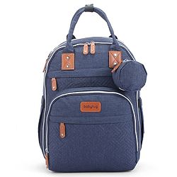 Babyhug Premium Quilted Multipurpose Stylish Diaper Backpack| Water Resistant| Insulated Bottle Pouches| Side Bottle Pocket| Wipes Dispenser| Detachable Pacifier Case| Stroller Clip - Blue