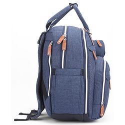 Babyhug Premium Quilted Multipurpose Stylish Diaper Backpack| Water Resistant| Insulated Bottle Pouches| Side Bottle Pocket| Wipes Dispenser| Detachable Pacifier Case| Stroller Clip - Blue