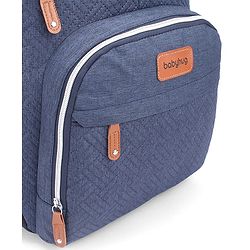 Babyhug Premium Quilted Multipurpose Stylish Diaper Backpack| Water Resistant| Insulated Bottle Pouches| Side Bottle Pocket| Wipes Dispenser| Detachable Pacifier Case| Stroller Clip - Blue