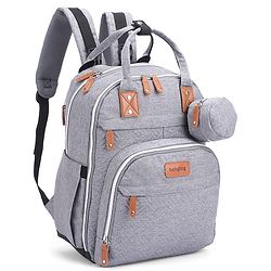 Babyhug Premium Quilted Multipurpose Stylish Diaper Backpack| Water Resistant| Insulated Bottle Pouches| Side Bottle Pocket| Wipes Dispenser| Detachable Pacifier Case| Stroller Clip - Blue