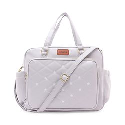Babyhug 2-in-1 Quilted Sling cum Tote Diaper Bag for Travel | Spacious Multi-Compartment Design| Bottle Pockets| Front & Back Storage| Adjustable Shoulder Starp | Capacity- 2.1L -  Grey