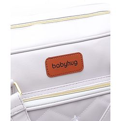 Babyhug 2-in-1 Quilted Sling cum Tote Diaper Bag for Travel | Spacious Multi-Compartment Design| Bottle Pockets| Front & Back Storage| Adjustable Shoulder Starp | Capacity- 2.1L -  Grey
