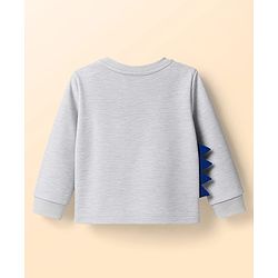 Babyhug Cotton Knit Full Sleeves Night Suit With Dino Print - Grey