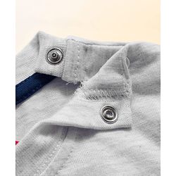 Babyhug Cotton Knit Full Sleeves Night Suit With Dino Print - Grey