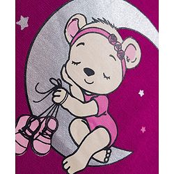 Babyhug Cotton Knit Full Sleeves Night Suit With Polka Dot & Teddy Print - Dark Pink