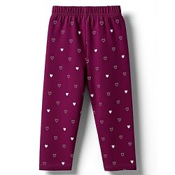 Babyhug Cotton Knit Full Sleeves Night Suit With Text Print - Purple