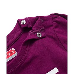 Babyhug Cotton Knit Full Sleeves Night Suit With Text Print - Purple