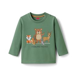 Babyhug 100% Cotton Knit Full Sleeves Night Suit With Animal Print - Green