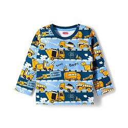 Babyhug Cotton Knit Full Sleeves Co-ords Night Suit With Animal Print - Navy Blue