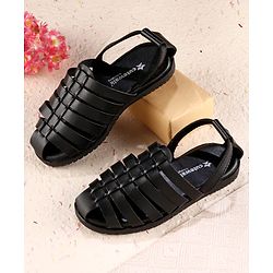 Cute Walk by Babyhug Velcro Closure Solid Mojaris - Black