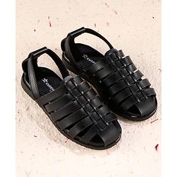 Cute Walk by Babyhug Velcro Closure Solid Mojaris - Black