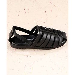 Cute Walk by Babyhug Velcro Closure Solid Mojaris - Black