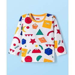 Babyhug Cotton Knit Full Sleeves Printed Co-ord Night Suit - White
