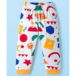 Babyhug Cotton Knit Full Sleeves Printed Co-ord Night Suit - White