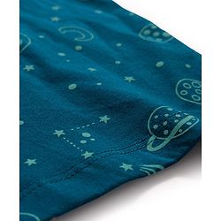 Babyhug Cotton Knit Full Sleeves Co-ord Night Suit With Space Theme Print - Navy Blue