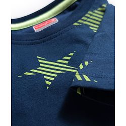 Babyhug Cotton Knit Full Sleeves Co-ords Night Suit With Star Print - Navy Blue