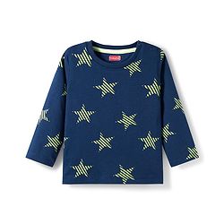 Babyhug Cotton Knit Full Sleeves Co-ords Night Suit With Star Print - Navy Blue