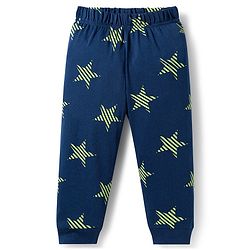 Babyhug Cotton Knit Full Sleeves Co-ords Night Suit With Star Print - Navy Blue