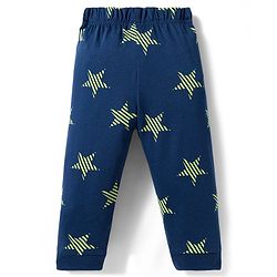 Babyhug Cotton Knit Full Sleeves Co-ords Night Suit With Star Print - Navy Blue