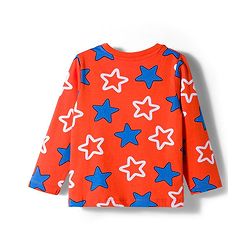 Babyhug Cotton Knit Full Sleeves Co-ords Night Suit With Star Print - Orange