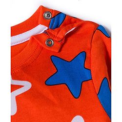 Babyhug Cotton Knit Full Sleeves Co-ords Night Suit With Star Print - Orange