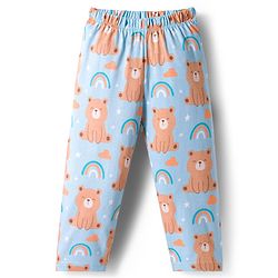 Babyhug Cotton Knit Full Sleeves Co-ords Night Suit With Animal Print - Blue
