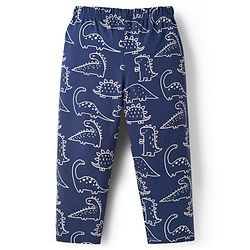 Babyhug Cotton Knit Full Sleeves Co-ords Night Suit With Dino Print - Navy Blue