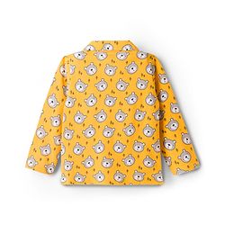 Babyhug Cotton Knit Full Sleeves Co-ords Night Suit With Animal Print - Yellow