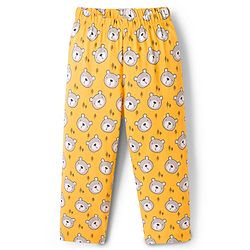 Babyhug Cotton Knit Full Sleeves Co-ords Night Suit With Animal Print - Yellow