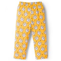 Babyhug Cotton Knit Full Sleeves Co-ords Night Suit With Animal Print - Yellow