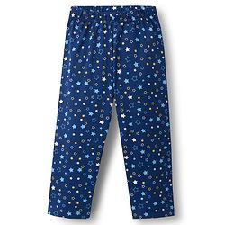 Babyhug Cotton Knit Full Sleeves Co-ords Night Suit With Star Print - Navy Blue