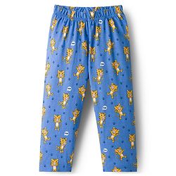 Babyhug Cotton Knit Full Sleeves Co-ords Night Suit With Animal Print - Blue
