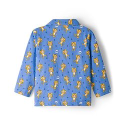 Babyhug Cotton Knit Full Sleeves Co-ords Night Suit With Animal Print - Blue