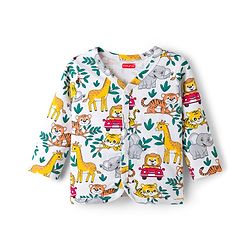 Babyhug 100% Cotton Interlock Knit Jhablas With Animal Print Pack Of 3 - Green Yellow & White