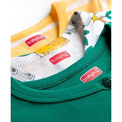 Babyhug 100% Cotton Interlock Knit Jhablas With Animal Print Pack Of 3 - Green Yellow & White