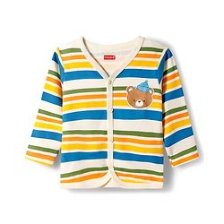 Babyhug 100% Cotton Knit Full Sleeves Striped Jhablas with Bear Print Pack of 3 - Multicolor