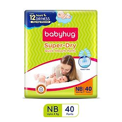 Babyhug Super Dry Pant Style Diaper New Born (NB) Size - 40 Pieces