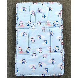 Babyhug 100% Cotton Fix Pillow Mat With Penguin Print - Blue| Soft & Comfortable| Light Weight & Travel Friendly| Foldable| New Born Gifting Option| Boys & Girls| Use on Floor Cribs Cots or Cradle