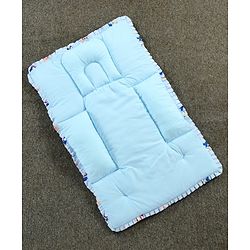 Babyhug 100% Cotton Fix Pillow Mat With Penguin Print - Blue| Soft & Comfortable| Light Weight & Travel Friendly| Foldable| New Born Gifting Option| Boys & Girls| Use on Floor Cribs Cots or Cradle
